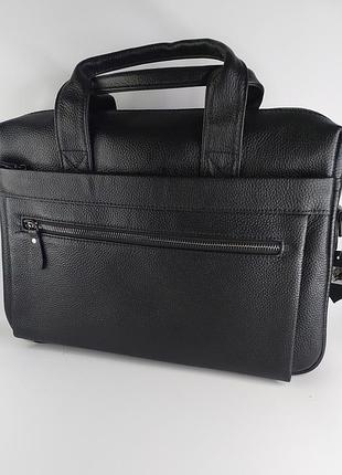 No brand мужской портфель а4 для ноутбука 14" из натуральной кожи черный