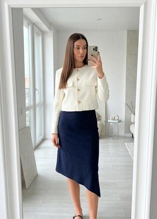 Асиметрична спідниця міді синього кольору бавовна розмір m zara