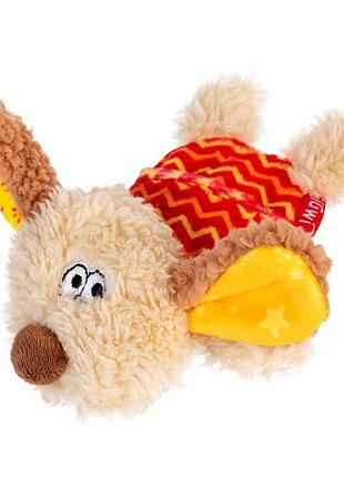 Игрушка для собак собачка с пищалкой gigwi plush friendz, текстиль, пластик, 13 см
