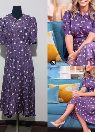 L.k. bennett lotta dress шелковое платье миди  в стиле ретро , uk12/usa8/eur40
