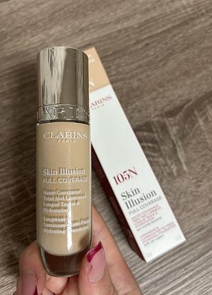 Оригинал тоналка clarins skin illusion full coverage 105n nude 30 мл (новая)