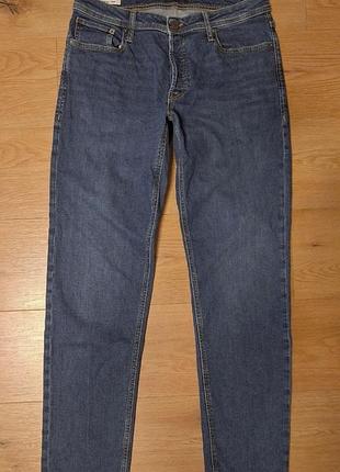 Джинсы мужские синие slim прямые jack &amp;jones, размер m