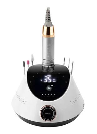 Професійний фрезер для манікюру та педикюру bucos nail drill x2 pro white pearl, 65 вт, 35000 обертів