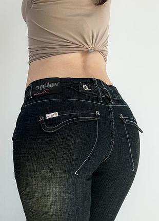 Джинсы с эффектом грязи 36 s y2k прямые bootcut vintage straight темно синие винтаж средняя талия посадка 2000s 90s