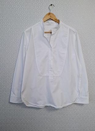 Блуза рубашка женская белая с воротником стойкой, хлопок от zyga lin'n laundry