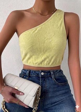 Бавовняний топ zara на одне плече асиметрична футболка zara