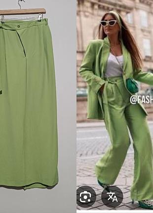 Zara , брюки зелёного лаймовый-мятный цвет из лиоцелла , 170/70 см