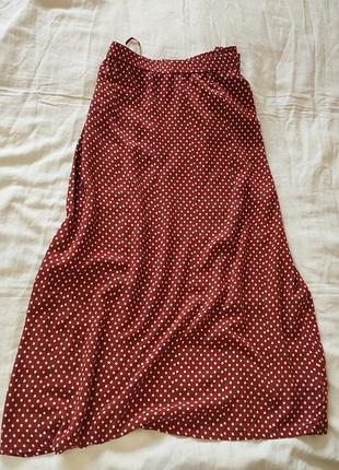 Длинная вискозная коричневая юбка в горох, bexleys woman, 48/4хл