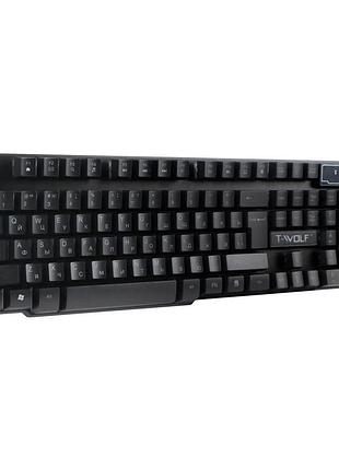 Ігрова комп'ютерна клавіатура t-wolf t20 rgb led black