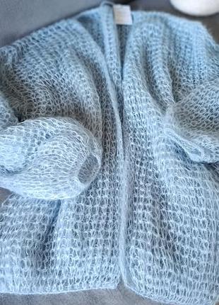 Кардиган ручной работы l-xl, 75 см, кидмохер, шелк