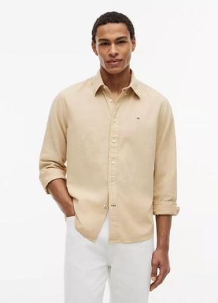 Сорочка лляна tommy hilfiger 19785 stone beige xxl