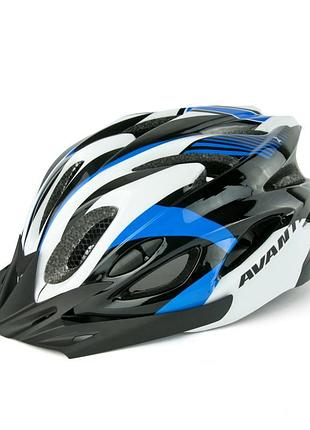 Шолом велосипедний avanti avh-001 чорний/білий/синій (avh-001-blue) -