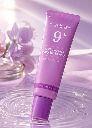 Солнцезащитная эссенция numbuzin no.9+ nad+ peptides dewy sun essence spf50+ pa++++