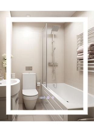 Дзеркало qtap mideya 700х800 з led-підсвіткою touch, з антизапотіванням, з годинником, димером,рег.
