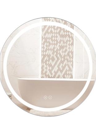 Дзеркало qtap mideya (dc-f803) r600 з led-підсвіткою touch, з антизапотіванням, з годинником, димером,