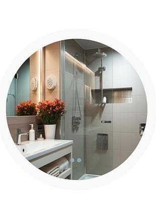 Дзеркало qtap taurus r800 з led-підсвіткою touch, з антизапотіванням, з димером, рег. темп. кольору