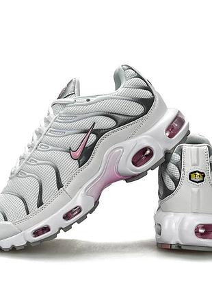 Женские кроссовки nike air max plus white metallic pink