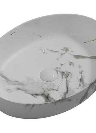 Раковина накладная mixxus premium ellipse-0104 marble 550х415х140mm (mp6554)