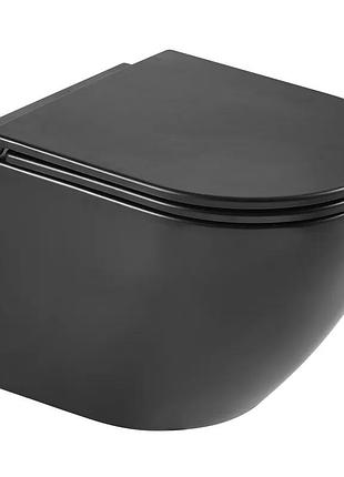 Унитаз подвесной mixxus premium ellipse-0303-t3 black 520х365х360mm, система смыва tornado 3.0 (mp6
