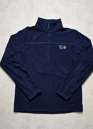 Флісова кофта mountain hardwear fleece pullover mens l navy 1/4 zip microfleece outdoor hiking