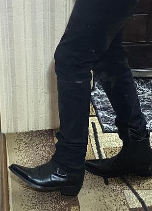 Enfants riches deprimes type leather cowboy boots kai angel 9mice vintage indie sleaze saint laurent hedi slimane slim punk grunge