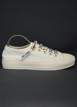 Кеди жіночі christian dior walk'n'dior кросівки білі текстильні взуття 38-39 р/25 см