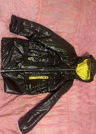 Куртка для дівчинки sanmao fashion, чорна, ріст 158 см, демісезонна, утеплена холофайбером, поліестер, з капюшоном та кишенями, стильна, зручна