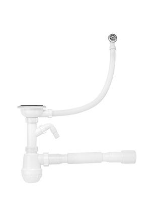 Сифон для кухонної мийки kroner krp - ks02r-1 3 1/2"х40/50 мм з відводом для пральної машини, з круглим