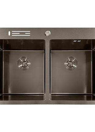 Мойка из нержавеющей стали mixxus mh8350-dk nano-black (3.0/0.8) цвет графит (mi7053)