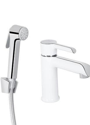 Змішувач для раковини qtap grand (з гігієнічним душем) qtgra272crw45671 chrome/white