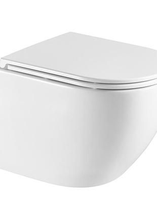 Унитаз omnires ottawa comfort 54x36,5 подвесной, без ободка, сиденье дюропласт, white gloss (ottawacmwbp)