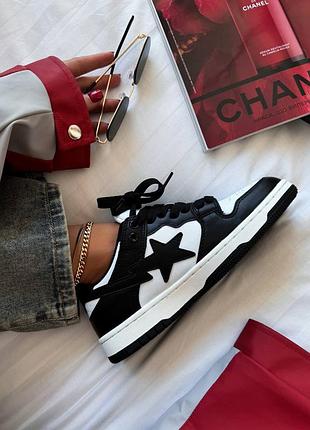 Жіночі кросівки bape sta sk8 black white стильні шкіряні bape sta  розпродаж