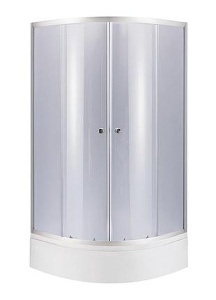 Душова кабіна latwa sc90x90.sat.mid.gr напівкругла, скло тон 4 мм + душовий піддон kapielka st90x90x26