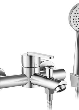 Смеситель для ванны и душа rea ontario nikiel brushed с изливом