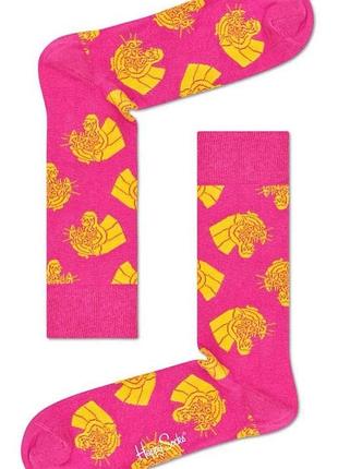 Жіночі шкарпетки прикольні високі бавовняні happy socks 194876 36/40 1 пара рожевий (2200005145364)