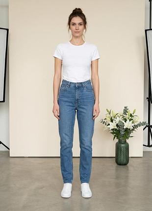 Джинсы мом asos design tall hourglass высокa посадкa средний синий, w28 / l36