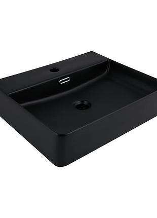 Раковина qtap nando lt 500х420х130 matt black qt12116146amb