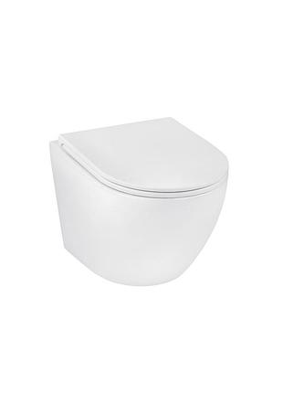 Унітаз підвісний безобідковий kroner harz whi493736 rimless з сидінням slim duroplast / soft-close / quick