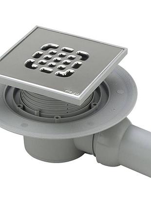 Трап для ванны viega ф50, нерж.решетка,150х150 гориз., с сифоном 557140