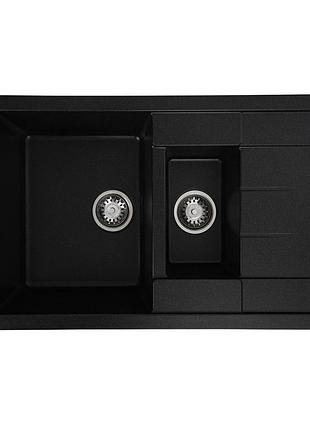 Гранитная мойка для кухни valeso 7850w toskana матовая черный металлик