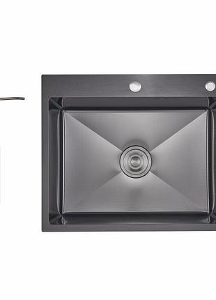 Lidz handmade h6050hb мийка для кухні інтегрована decor black pvd honeycomb 2,5/0,5 мм ldh6050bdecpvd48371