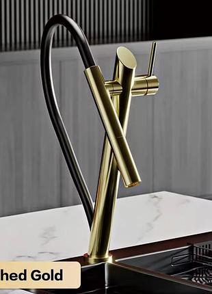 Смеситель для кухни futura gd-5018bg brushed gold матовое золото