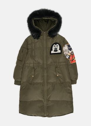 Пуховик зимний женский missfofo 135187 xl хаки (2200003778618)