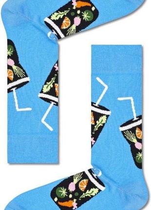 Жіночі шкарпетки прикольні високі бавовняні happy socks 194875 36/40 1 пара блакитний (2200005145357)