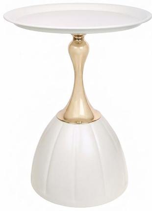 Кофейный металлический столик aurum d39*51см, цвет - белый с золотом (незначительный зян)