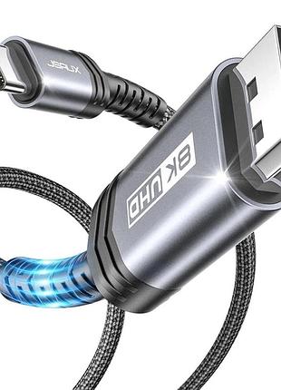 Кабель jsaux cv0004 displayport 4k hz braided nylon cable 2м посилений нейлоновий шнур dp-dp для монітора та пк