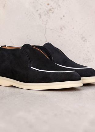 Loro piana open walk жіночі лофери лоро піана високі чорні замшеві брендові 37