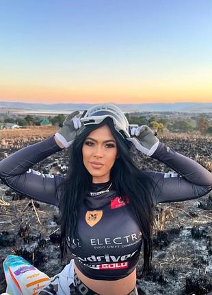 Жіночий спортивний топ e1 у стилі motorsport racing з довгим рукавом чорний | розміри s, m