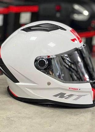Мото шлем интеграл мт helmets stinger 2 solid gloss white (оригинал испания) s + подарок: чехол для хранения