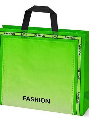 Шоппер с ручками, надпись "fashion", размер 33×45×12 см, зеленый